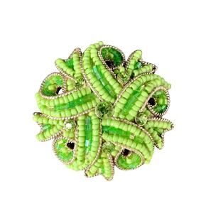Vintage/Estate Peridot Green Beaded Brooch/Pin/Pendant Signed BEST